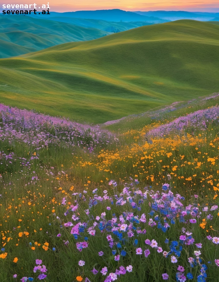 nature, wildflowers, landscape, hills, beauty