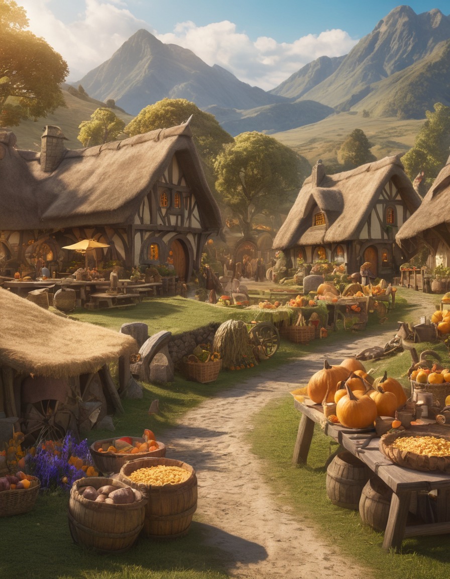 hobbit, village, harvest, feast, celebration, john tolkien, tolkien