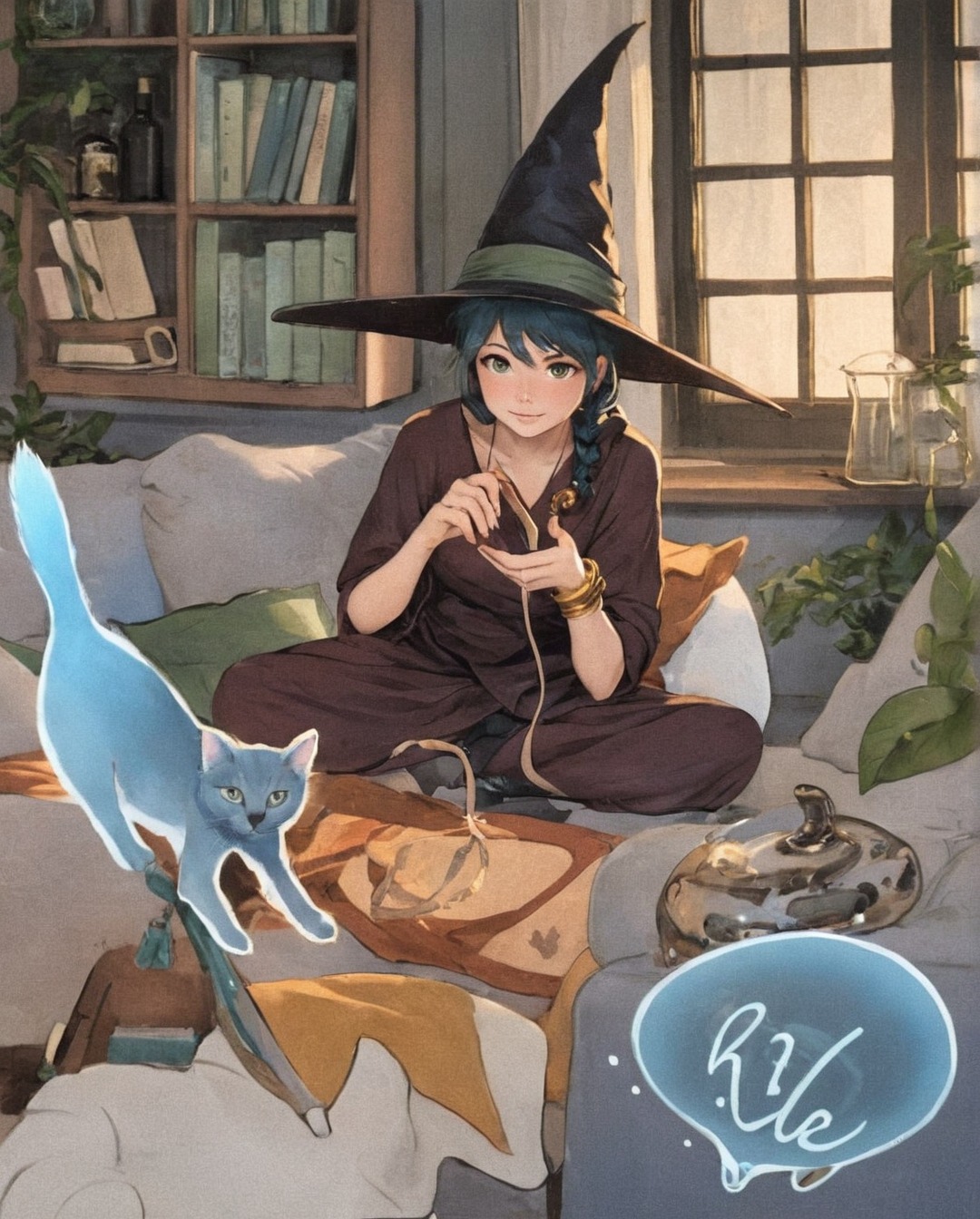 illustration, drawing, witch