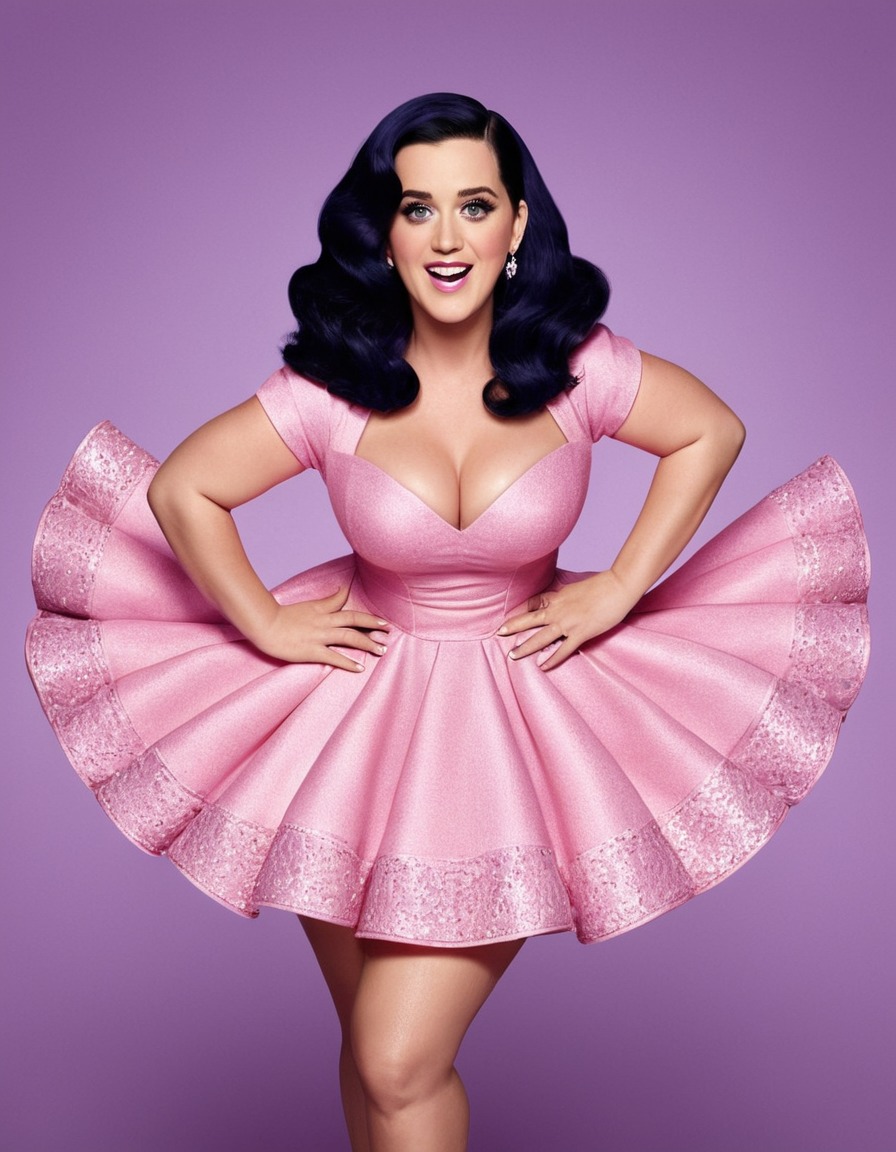 cartoon, illustration, katy perry, dress, fashion, humor, fat