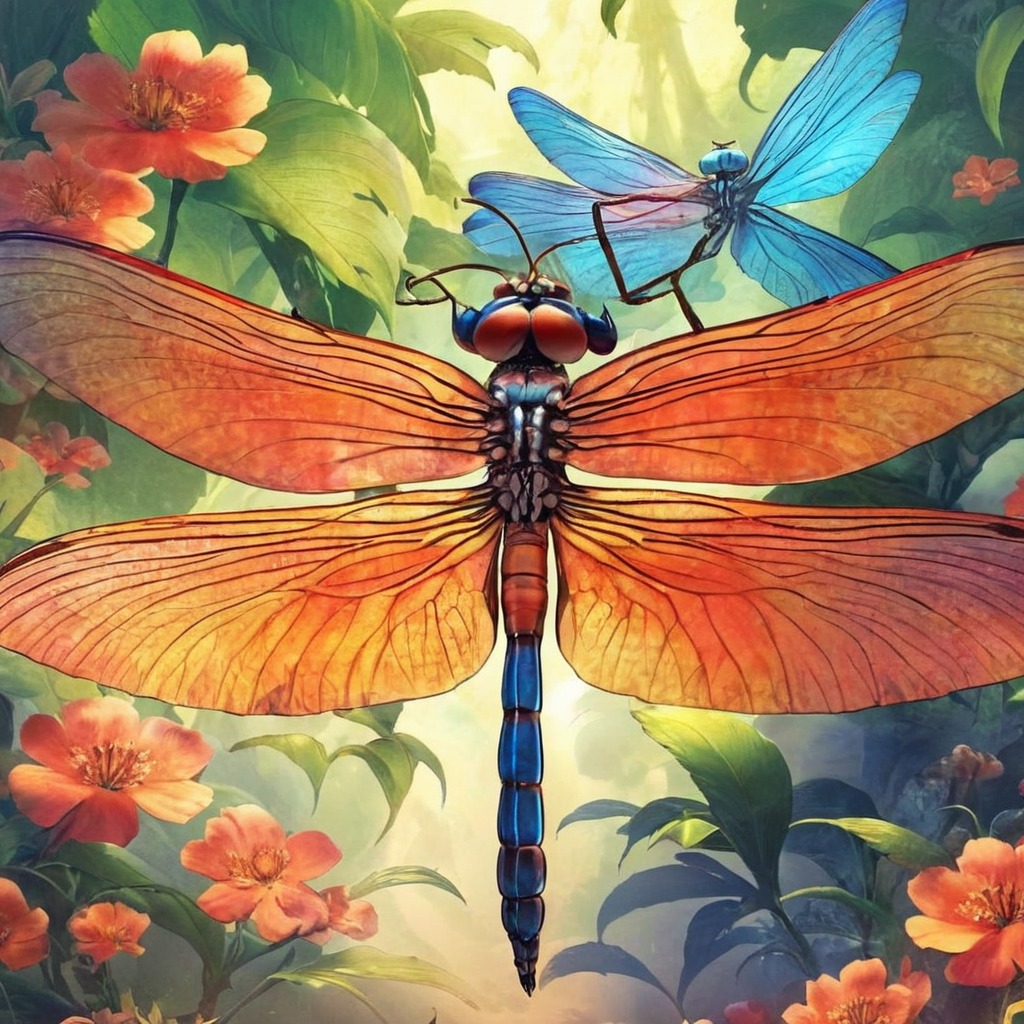 digitalart, fantasyart, insect, butterflies, dragonfly