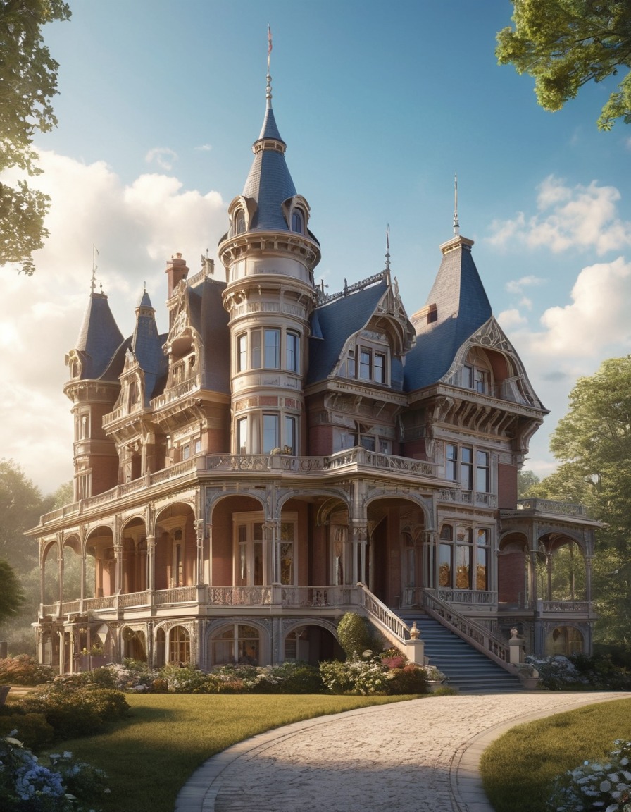 victorian, mansion, architecture, turret