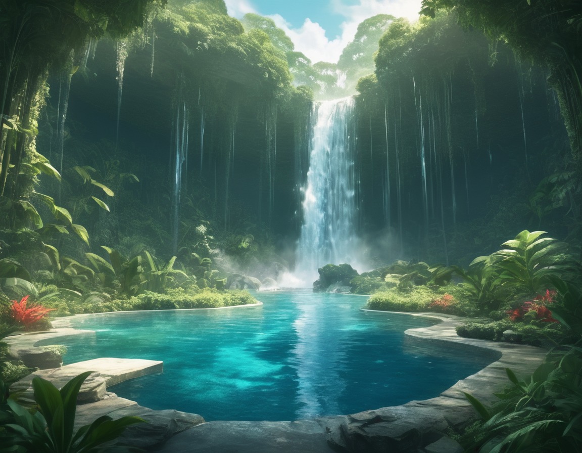 waterfall, nature, paradise, serene, tranquil