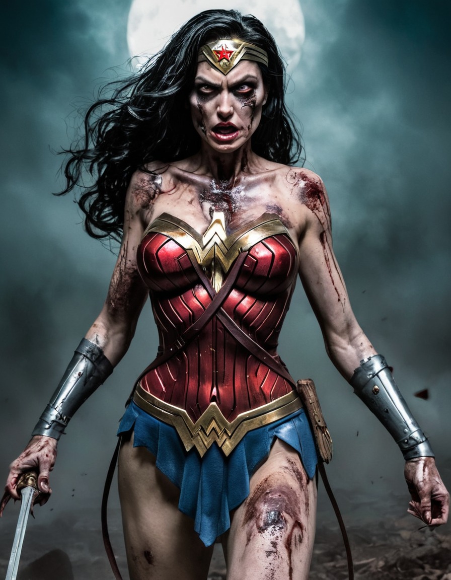 zombie, wonder woman, dc comics, superhero, undead, horror, comics