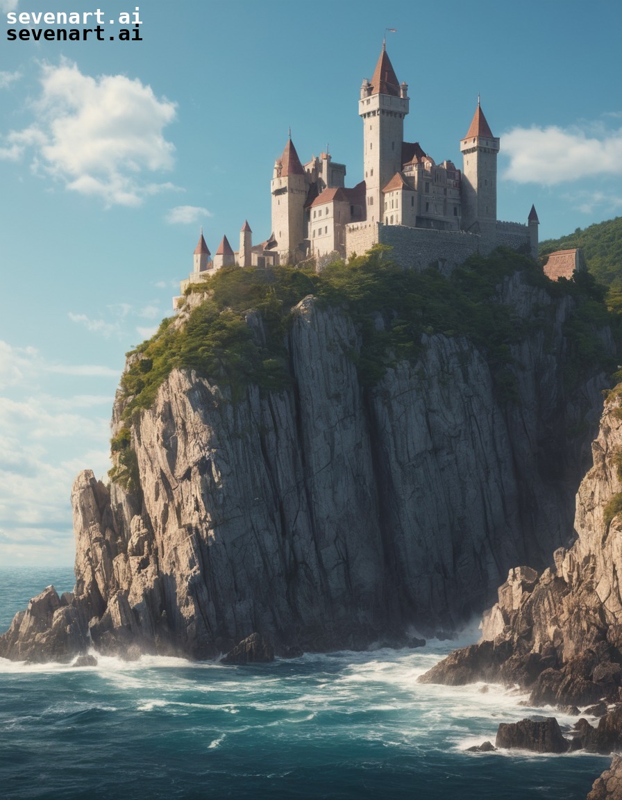 castle, cliff, sea, majestic, fortress