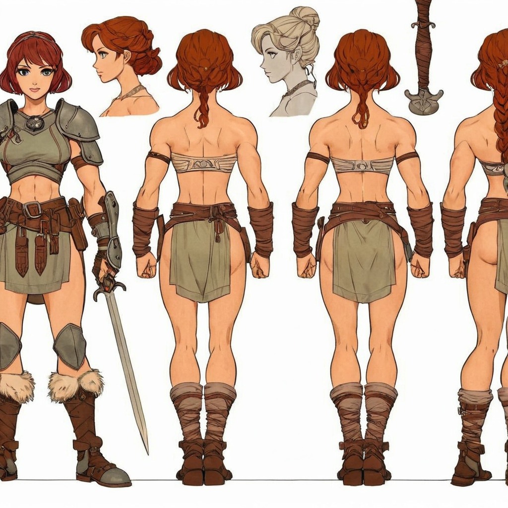 anime, characterdesign, warrior, referencesheet, rpg, fighter, digitalart, animegirl, conceptart, characterconcept, originalcharacter, fantasycharacter, warriorwoman