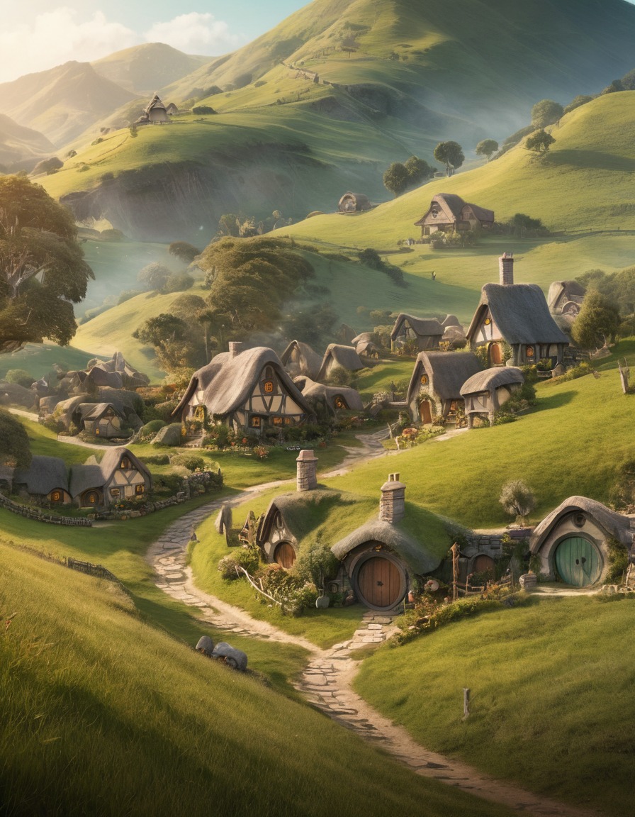 fantasy, hobbit, village, countryside, peaceful, john tolkien, tolkien