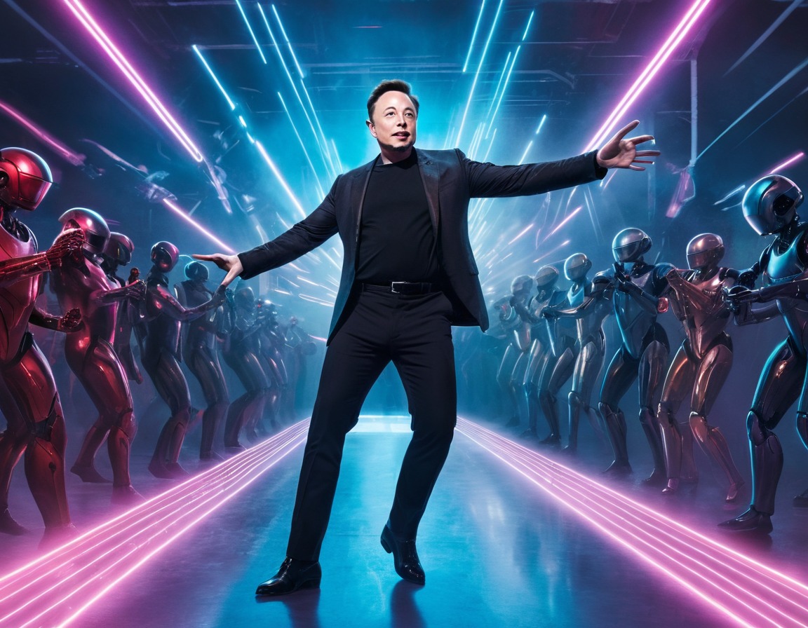 elon musk, dance-off, futuristic, robot, technology, elonmusk, musk