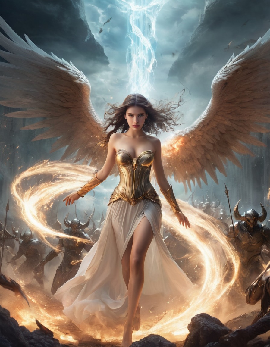 angel, woman, ethereal, chaos, demons, battlefield, sexy, erotic