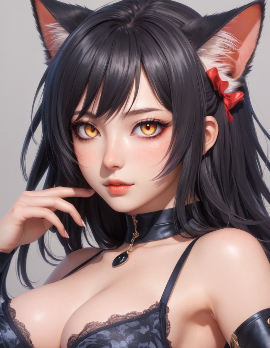 mutations, woman, female, anime, feline features, cat-like eyes, cat-like ears