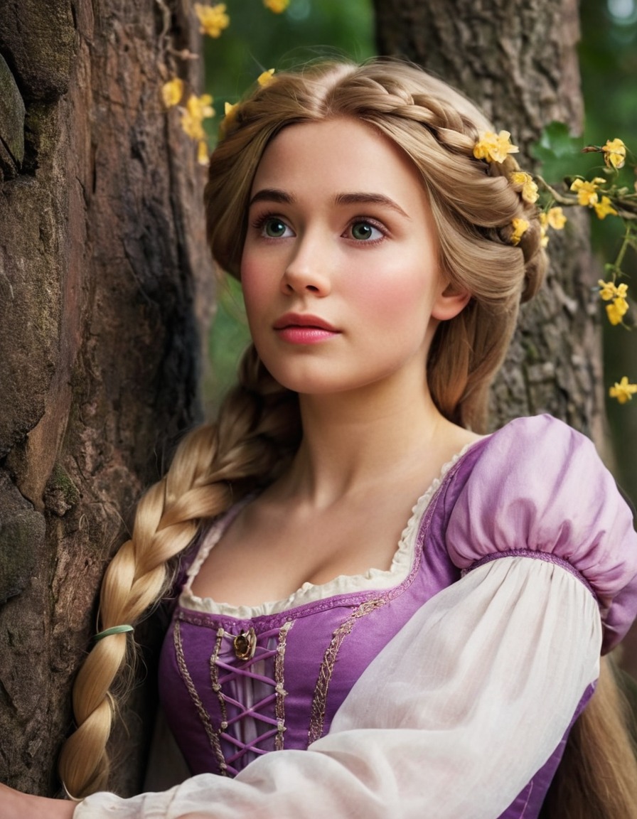 rapunzel (tangled), disney princess, fairytale character, long hair, beautiful woman, artistic interpretation