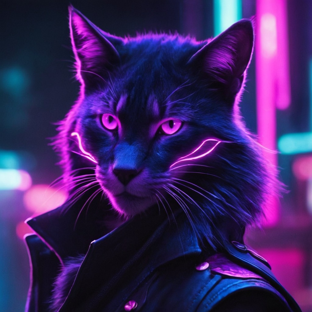 digitalart, cyberpunk, neon, dreamup, characterdesign, portrait, fanart, videogamefanart, warrior, scifi, wallpaper, cat, furryfall, ai_art