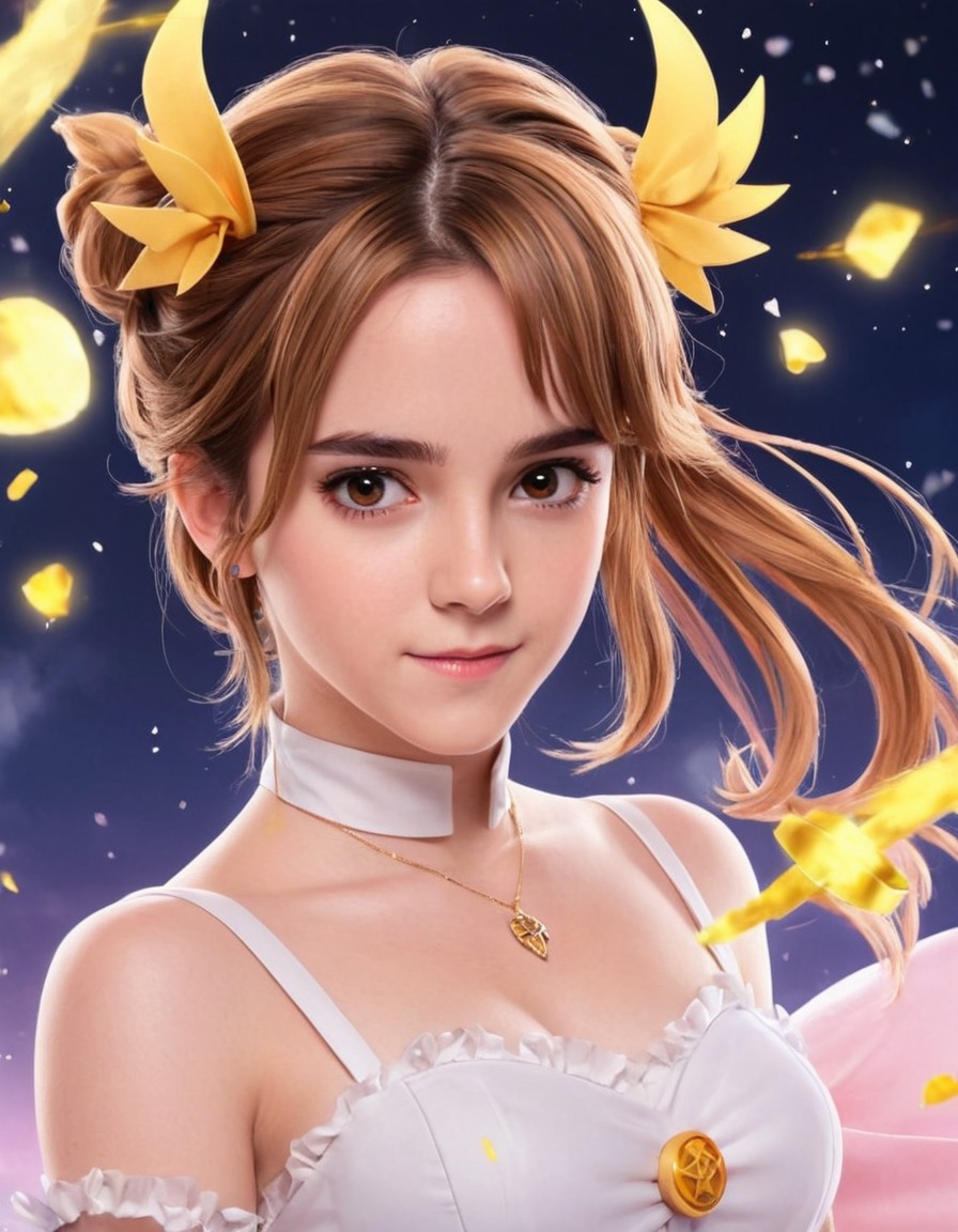 emma watson, magical girl, anime, illustration, fan art