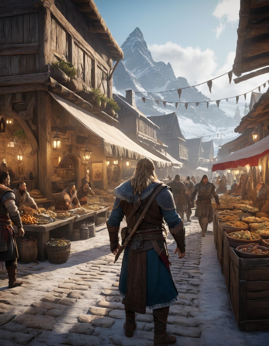 assassin's creed valhalla, viking, marketplace, stealth, norse, video game, computer games