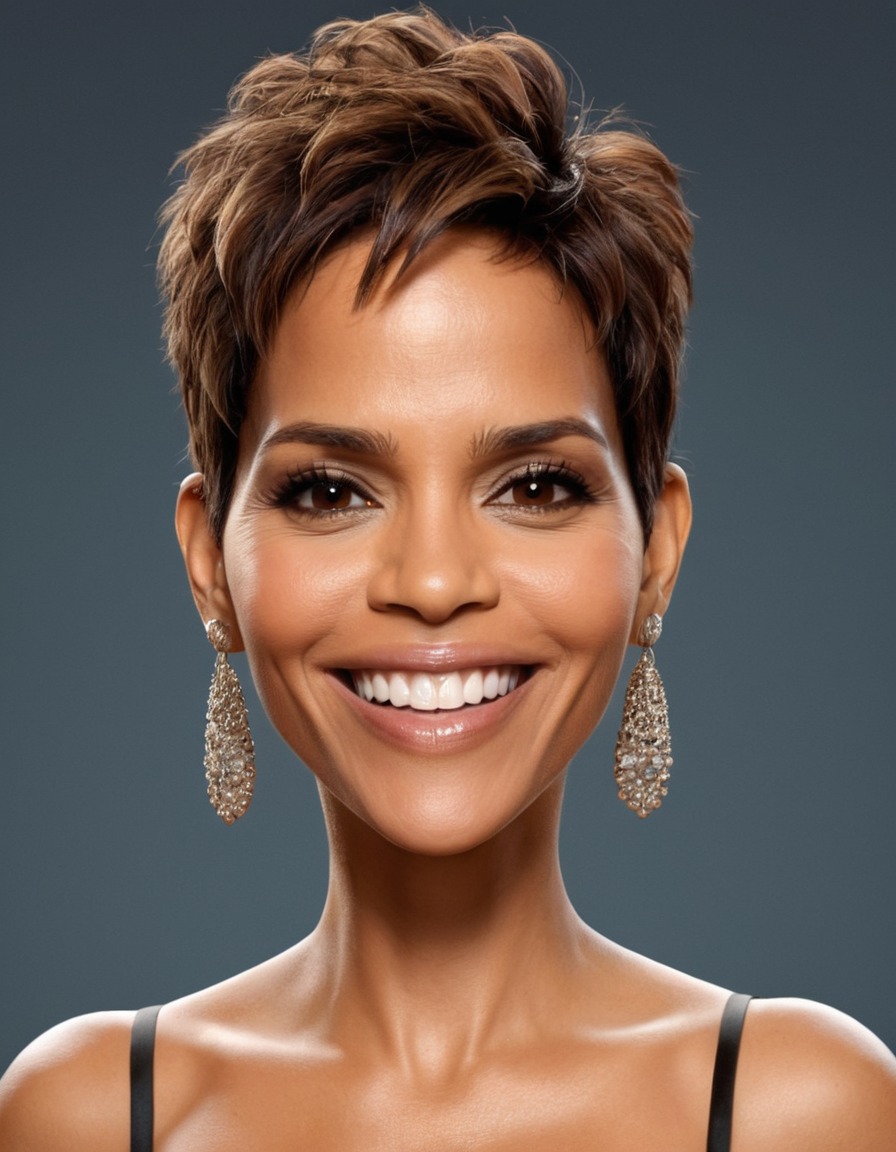 halle berry, celebrity, caricature, actress, big head, crazy smile, humor