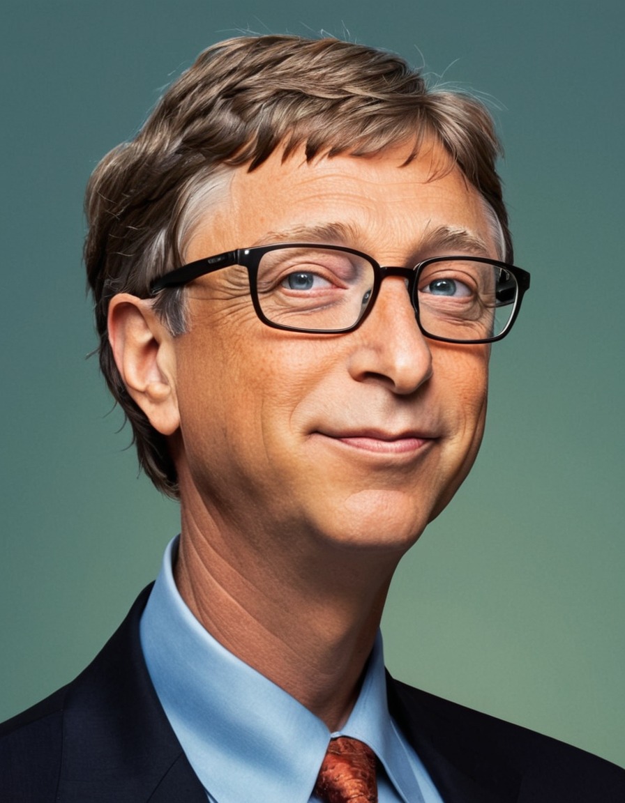 bill gates, painting, humor, art, celebrity, satire