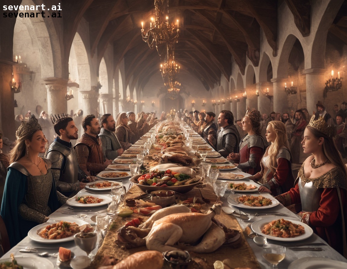 medieval, feast, banquet, banquet hall, celebration, middle ages