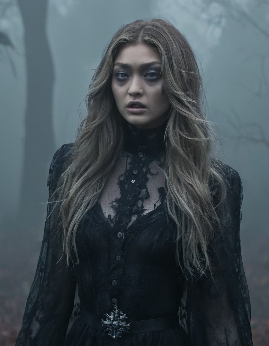 gigi hadid, undead, graveyard, supernatural, foggy, eerie, horror, zombie, celebrities