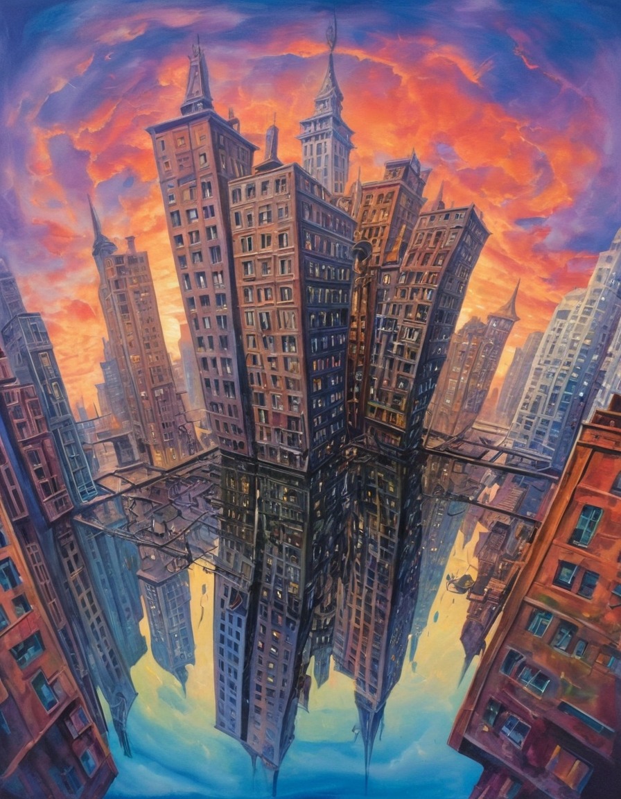 architecture, cityscape, urban, surrealism, surreal