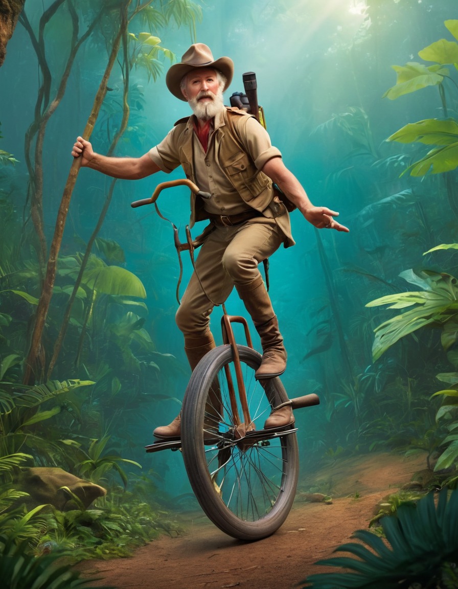 allan quatermain, unicycle, jungle, adventure, fiction, literary character, books