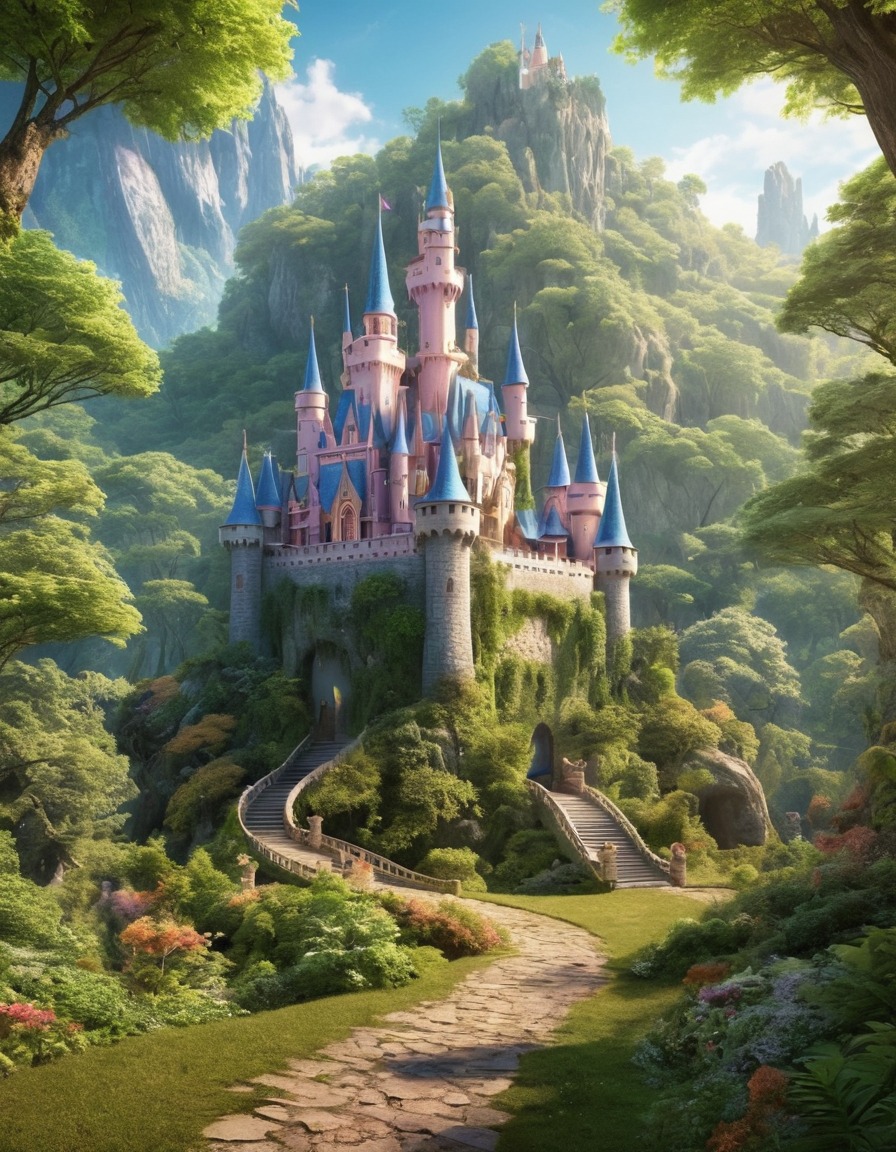 castle, fairy-tale, fantasy, forest