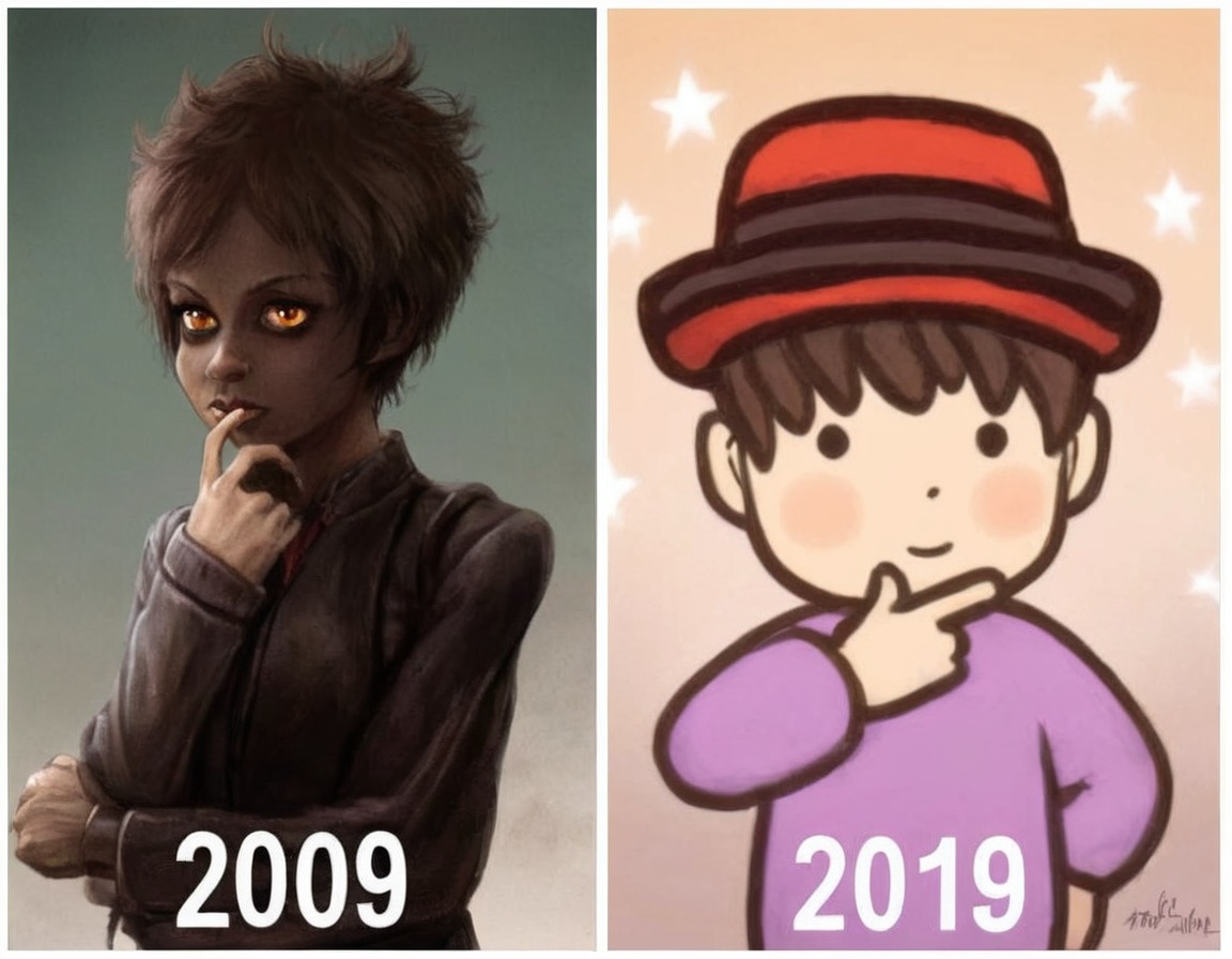 challenge, ryspirit, ryspiritart, 2009vs2019