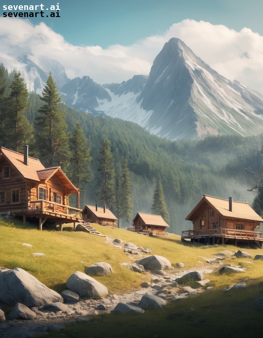 nature, mountains, cabins, retreat, serenity