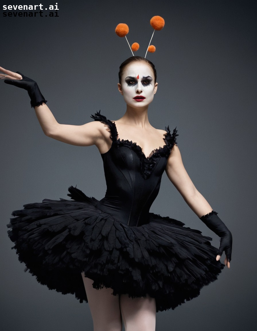 natalie portman, black swan, clown costume, ballet, performance, actress, movies, movie stars