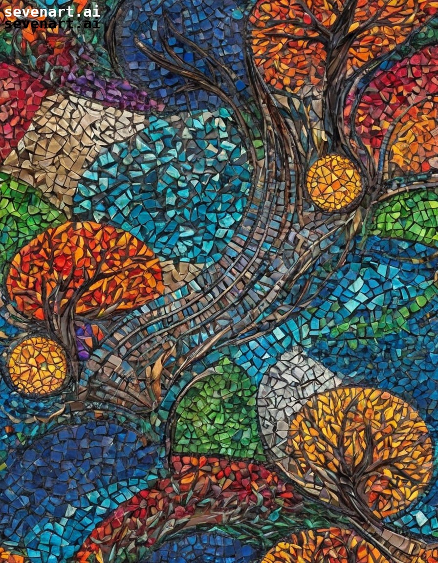 art, mosaic, nature, colorful, intricacy