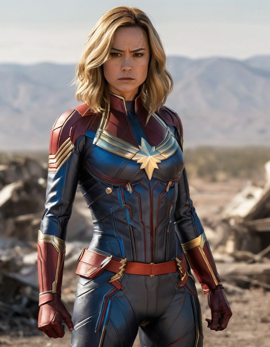 captain marvel, marvel comics, superhero, female, battle, defiance