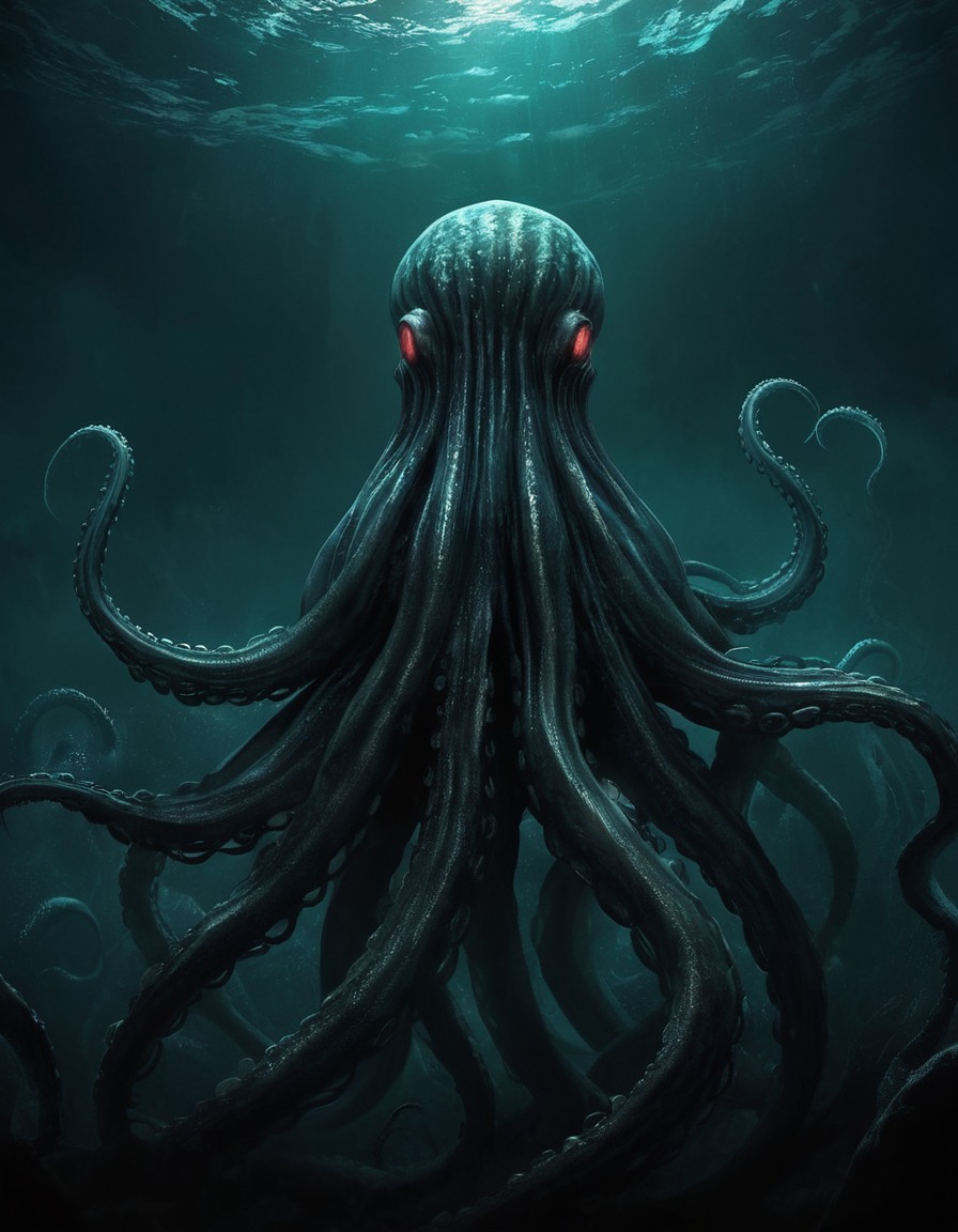 fantasy, lovecraftian, ocean, tentacles, horror, lovecraft, howard lovecraft