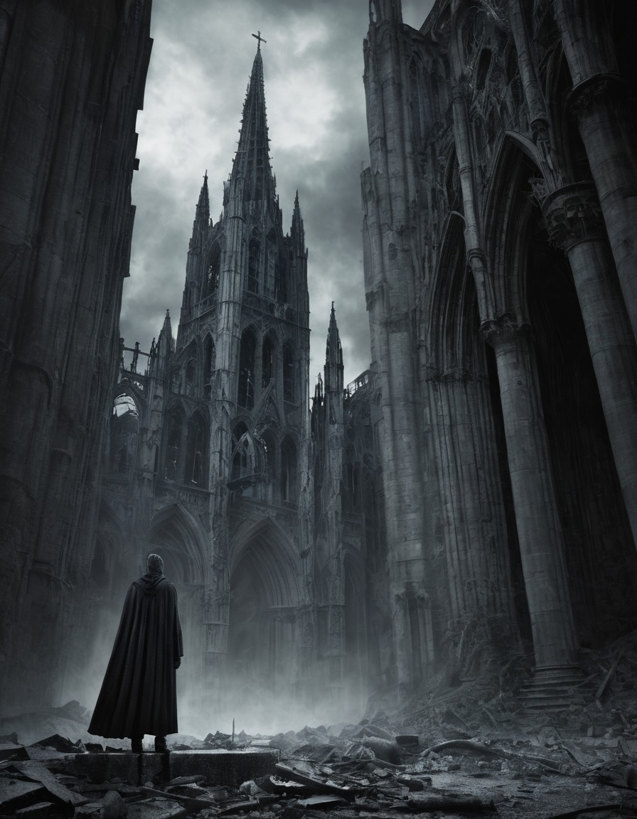 architecture, gothic, cathedral, ruins, underground, dark