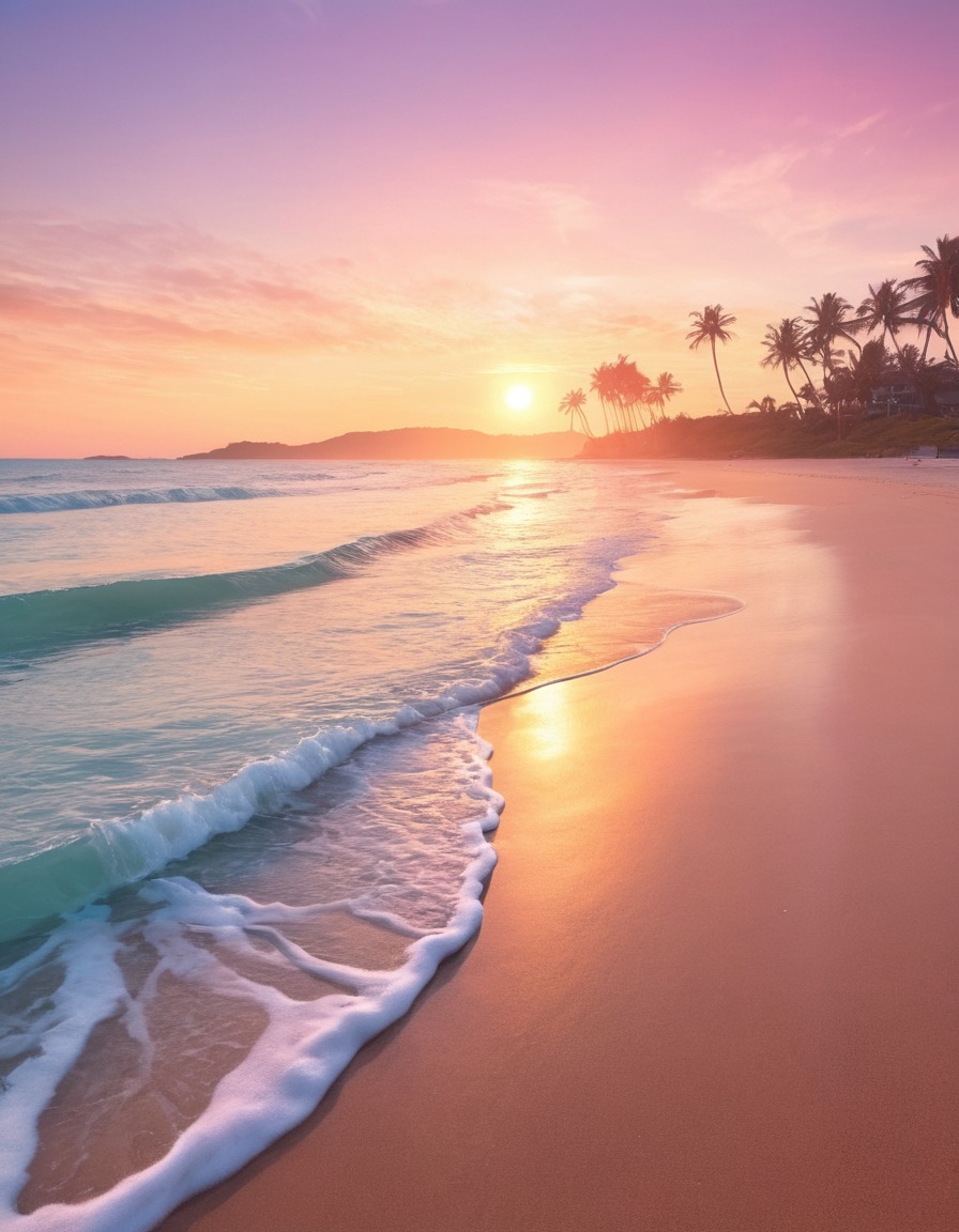 beach, sunset, serene, pastel colors, nature, peaceful