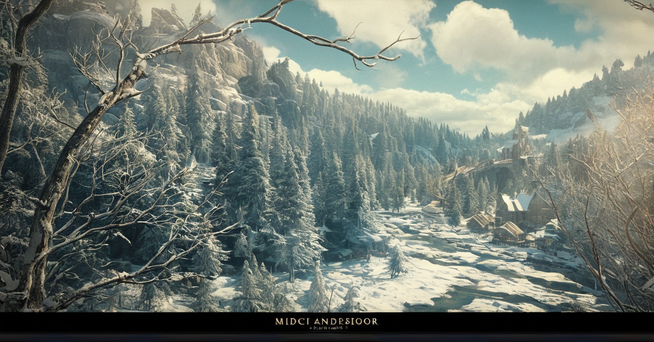 environment, forest, landscape, mattepainting, mixedmedia, moody, mountains, nature, photoshop, print, romantic, scenery, snow, sunny, tigaer, vue, winter