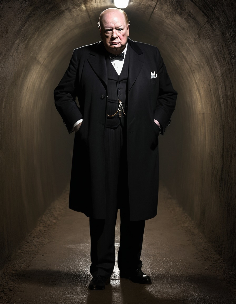 winston churchill, historical figure, statesman, world war ii, confidence, leadership, underground tunnel