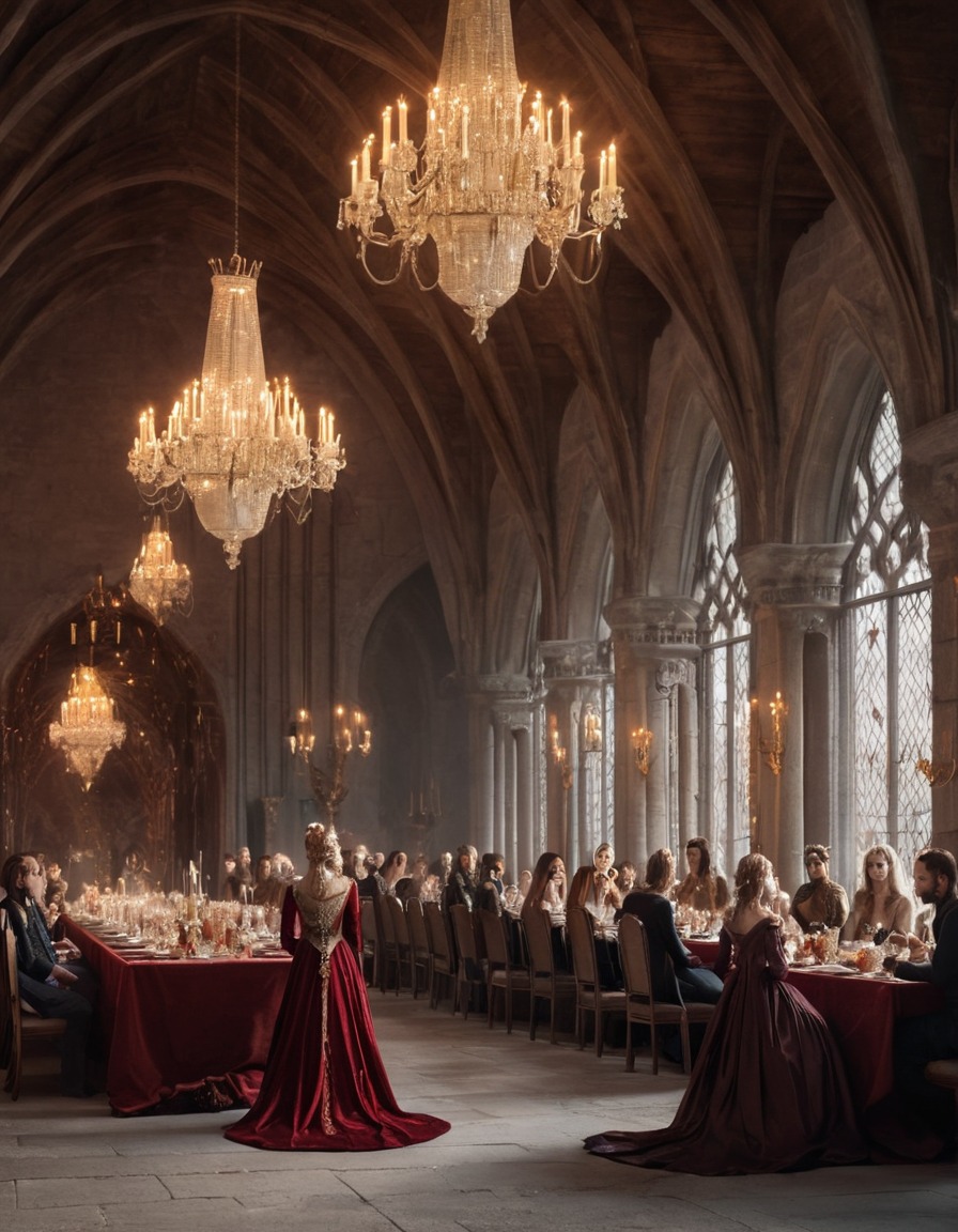 castle, banquet, lords, ladies, medieval, middle ages