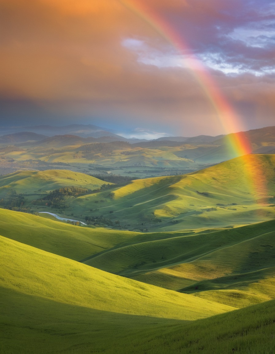 nature, rainbow, landscape, idyllic, scenery