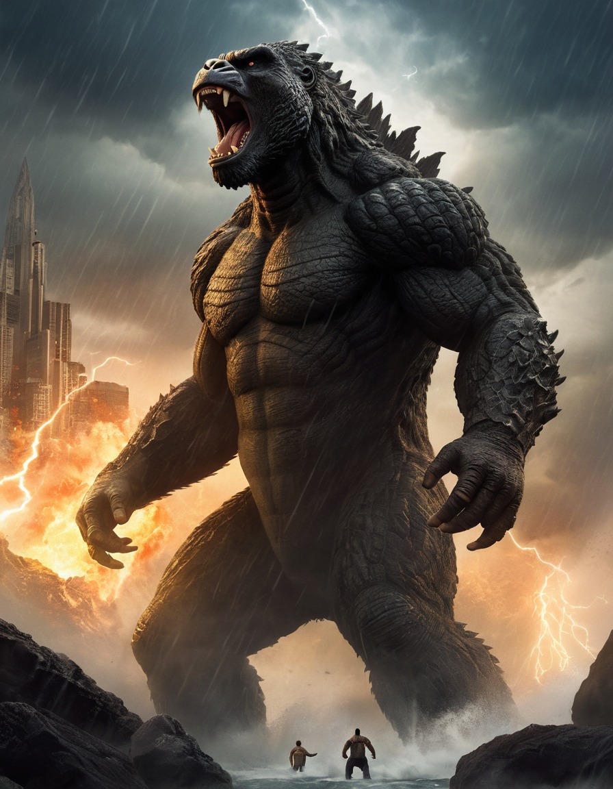 godzilla, king kong, showdown, storm, kong