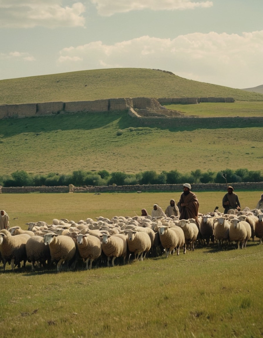 ancient mesopotamia, shepherd, sheep, meadow, livestock, agriculture, 2000 bc