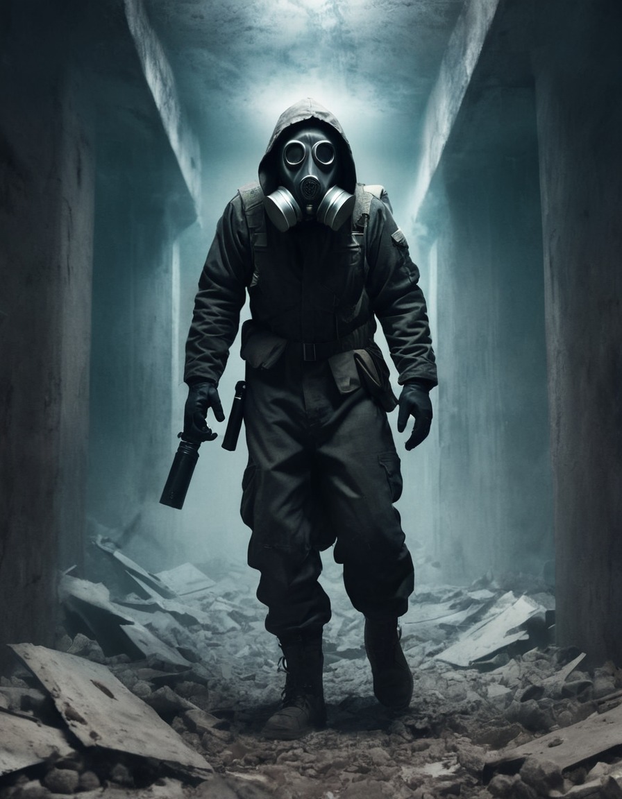 post-apocalyptic, scavenger, gas mask, abandoned, mystery, fallout, games, tv shows, amazon prime