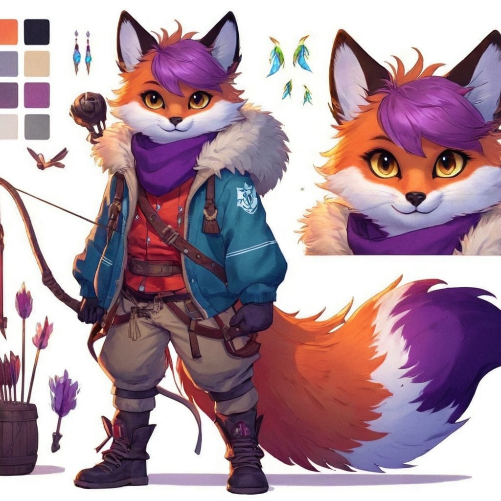 characterdesign, adoptable, referencesheet, fox, adopt, anime, character, drink, fakemon, fantasy, furry, gun, monster, pokemon, sword, weapon