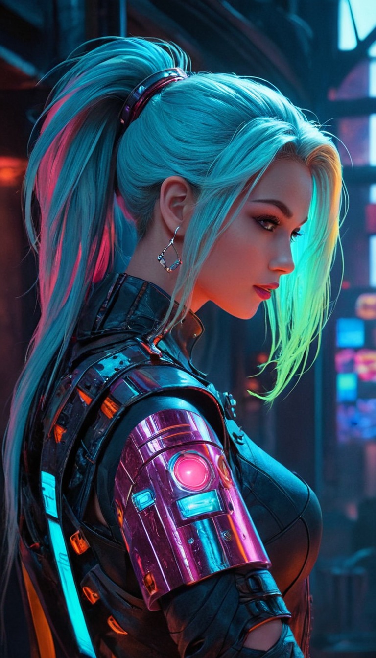 digitalart, portrait, cartoon, pixelart, videogamefanart, scifi, wallpaper, cyberpunk, neon