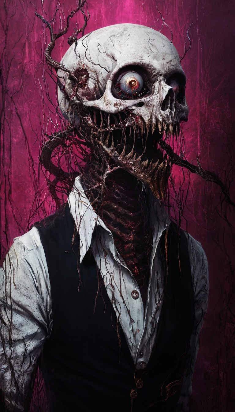 digitalart, characterdesign, horror, monster, creepy, digitalpainting, creature, skull, fanart, portrait, surreal, macabre, videogamefanart, darkart, darkfantasy, gothichorror, horrorart, skullart, undead, creepyart, horrorillustration, spookyscaryskeletons, skeletalart, digitalgothic, sinistervibes