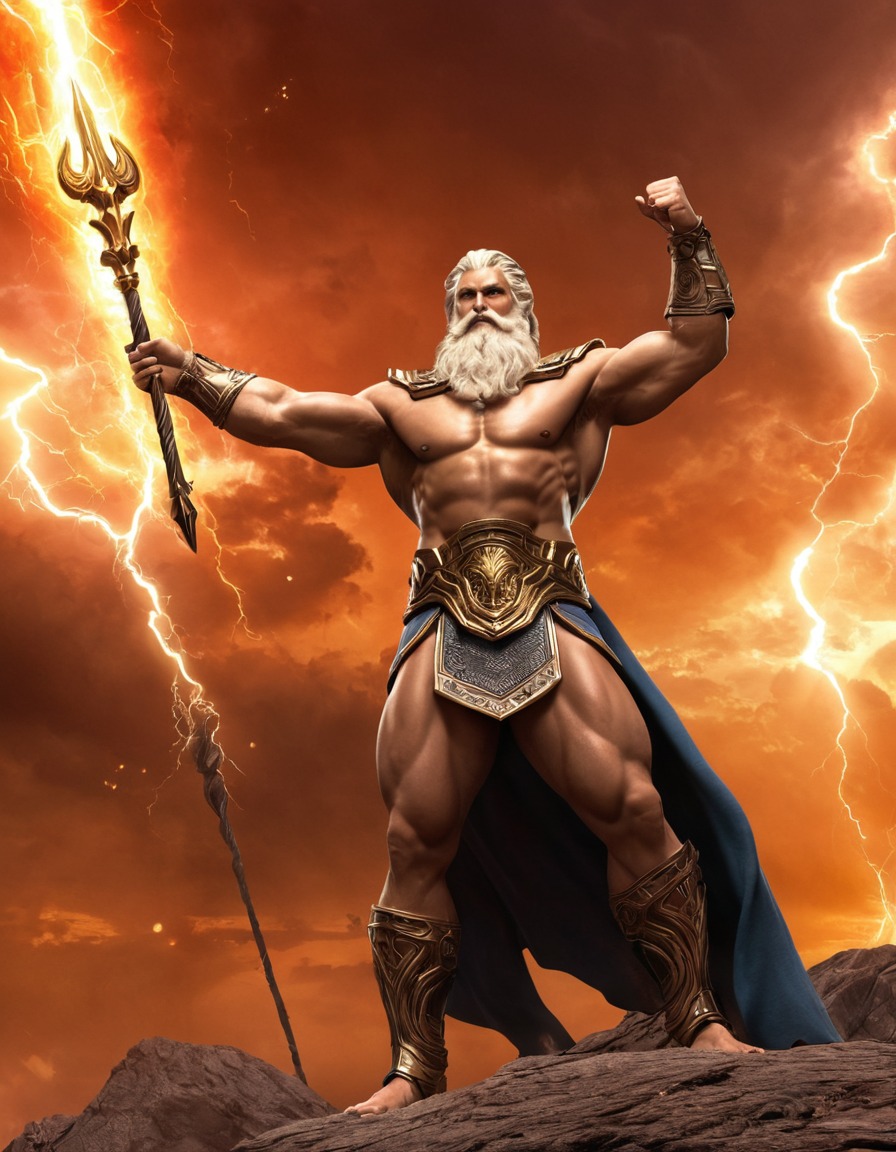 zeus, greek mythology, olympian gods, epic, mythological scene, powerful deity