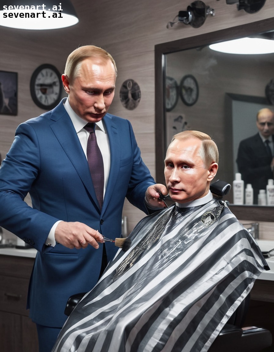 vladimir putin, barbershop, haircut, colorful, trendy, putin, russia, russian president