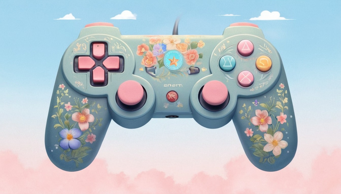 console, cute, gamepad, gaming, pastel