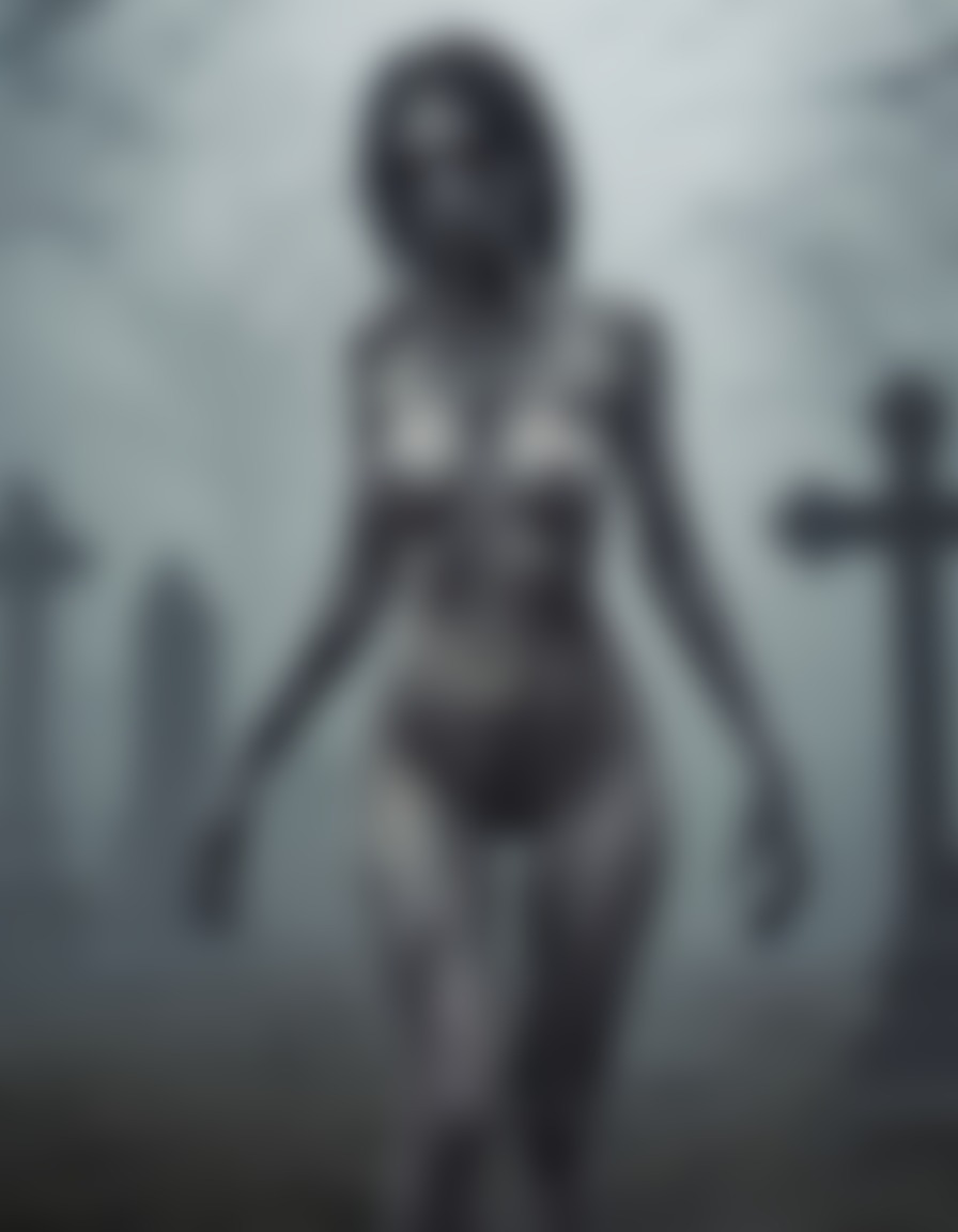 halloween, spooky, undead, graveyard, zombie, foggy, seductive, nsfw