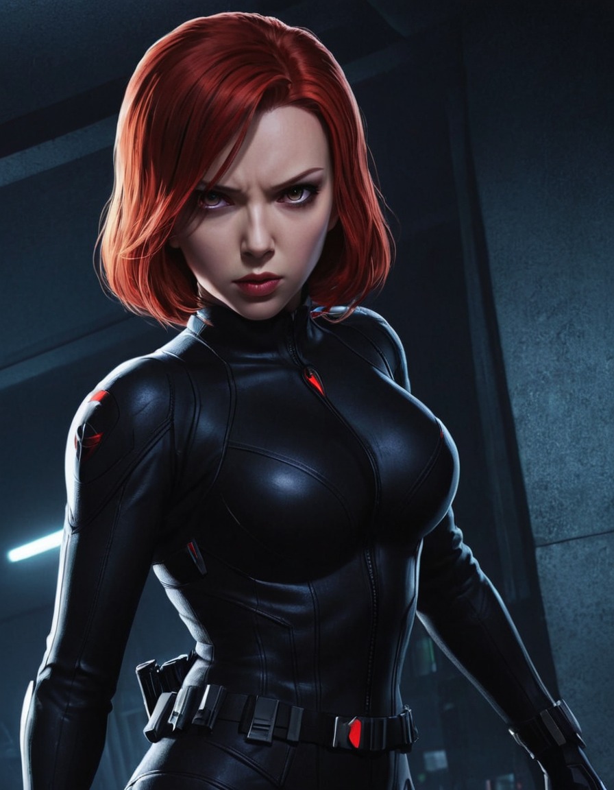 black widow, superhero, stealth, shadows, danger, anime, marvel