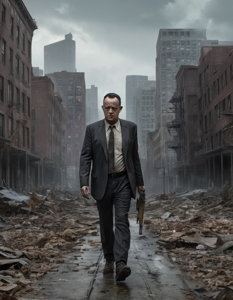 tom hanks, zombie, deserted cityscape, horror, movie character, celebrities