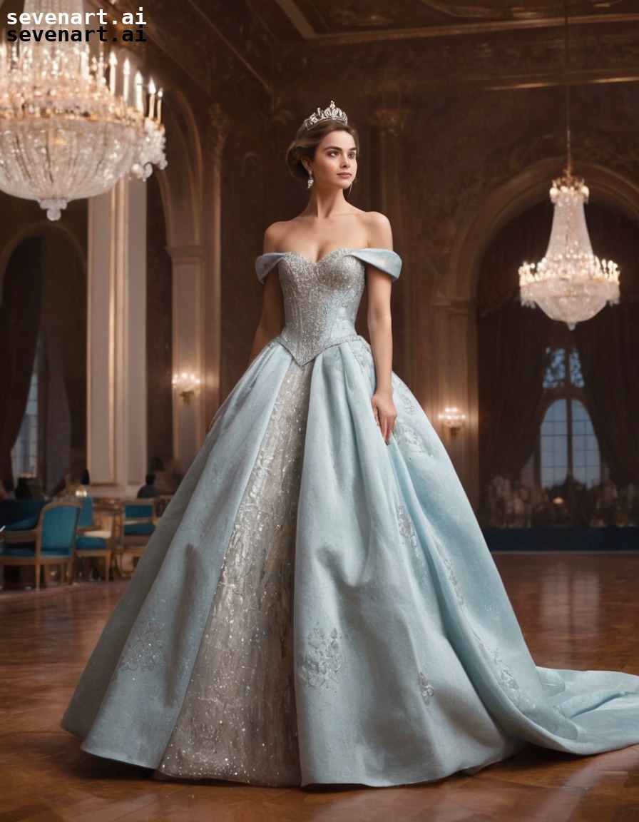 elegant lady, glamorous ball gown, grand castle, ballroom, portrait, woman